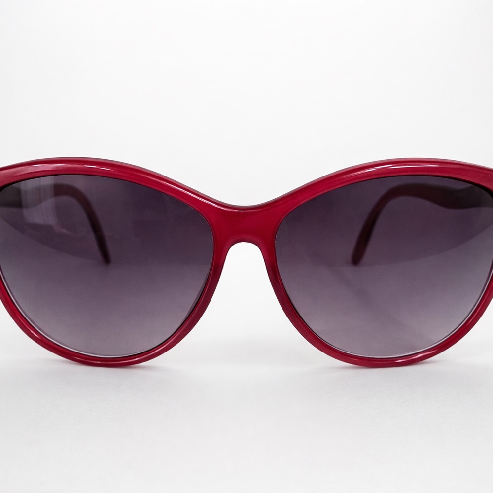 Betsey Johnson Y2K Red Cat Eye Sunglasses Cherry Heart Detail
